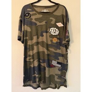 American Rag Mens Camo Tshirt With Patches Size XXL Lightweight‎